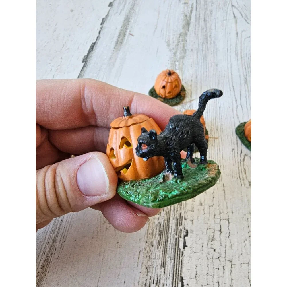 Lemax pumpkin‎ cat Halloween decor jack-o'-lantern accessories